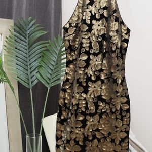 Gianni Bini Sleeveless Black & Gold Cocktail Dress